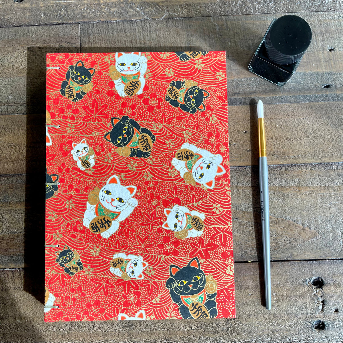 Coptic Stitch Sketchbook | Lucky Cats